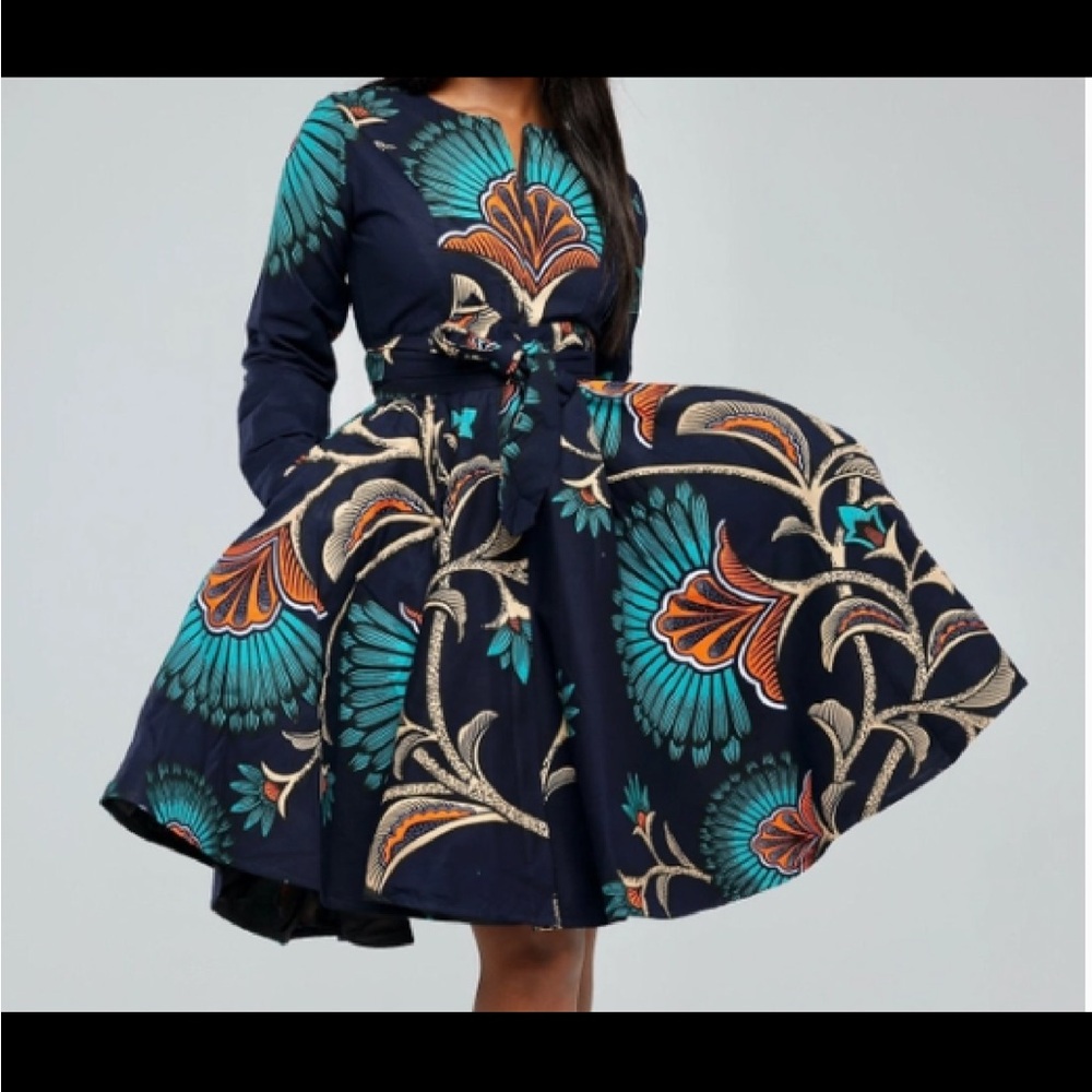 Vibrant Floral Long Sleeve Dress